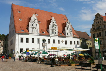 Fototapeta na wymiar Meißen, Marktplatz mit Rathaus