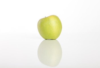 green apple with reflection