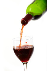Red wine filling a glass, drink
