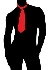 Mann mit roter Krawatte