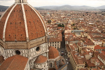 Fototapeta na wymiar Florencja, widok z lotu ptaka z lotu ptaka od Giotto Tower.