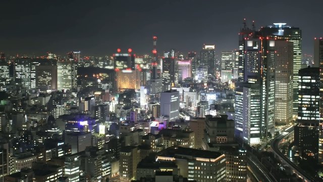 Time Lapse Movie Tokyo skyline at night
