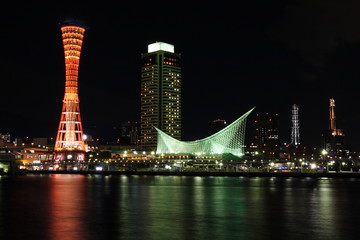 Fototapeta na wymiar Kobe harbour night view