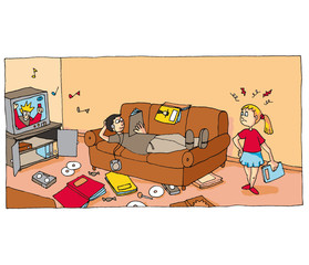 Allongé sur le canapé