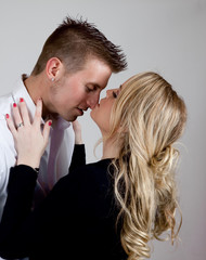 Couple hugging and kissing