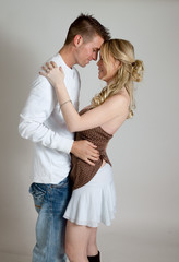 Romantic couple in affectionate hug