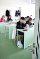 classroom full of students during class