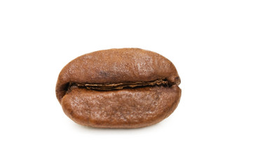 Coffee bean macro isolated over a white background
