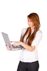 Naklejka premium Beautiful Girl Holding a Laptop