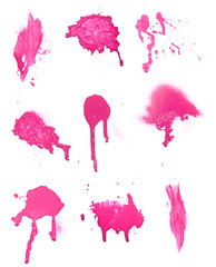 Collection of grungy spray splashes and paint strokes