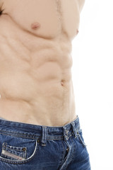 Naklejka premium Sexy muscular torso of a man isolated on background