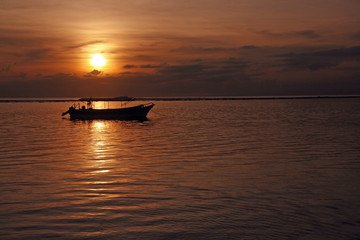 Fototapeta na wymiar Fisherman Boat at Sanur Beach Bali