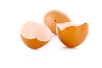 Broken egg isolated on white