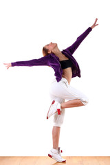 woman modern ballet dancer in ballroom