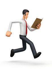 Businessman reads on the run