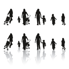Silhouette femmes enfants
