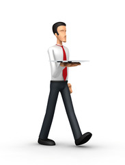 Businessman carries a tray