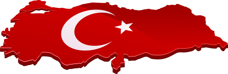 Carte de la Turquie 3D drapeau (détouré)