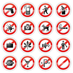 prohibited signs set