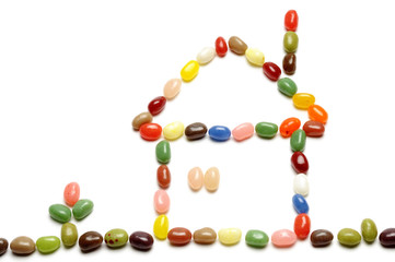 casa di confetti colorati