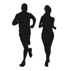 Silhouette d'un couple de sportifs