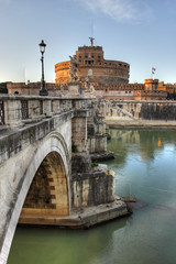 Castel Sant Angelo at sunset. Rome Italy