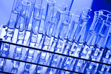 Blue chemistry vials
