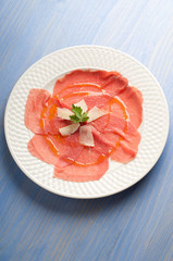 carpaccio with parmesan cheese