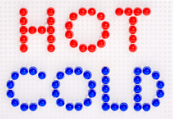 Word HOT and COLD collected from the color mosaic