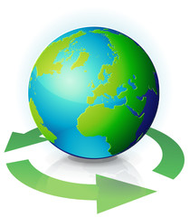 Recyclage dans le monde (reflet)