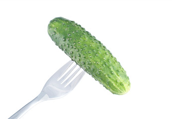 Cucumber on fork