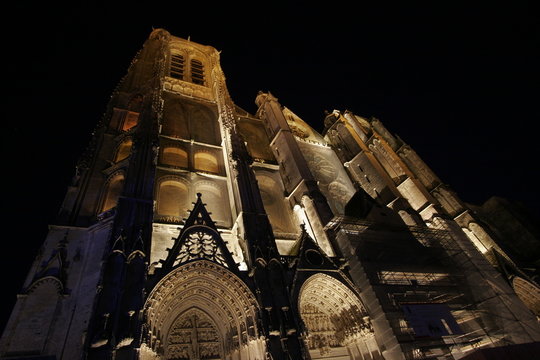 The Gothic cathedral of St.Etienne photographed at night