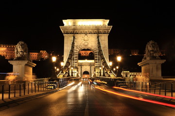 Famous chain bridge in Budapest, Hungary - obrazy, fototapety, plakaty