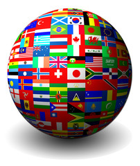 Flags of countries set in a sphere