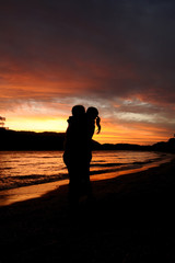 Couple in romantic sunset