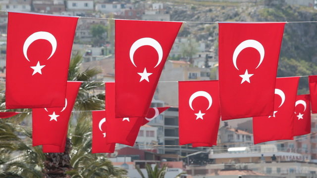 Turkish flags in the wind