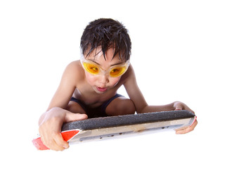 boy riding on the body board