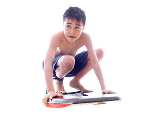 boy riding on the body board