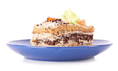 sweet cake over white background.