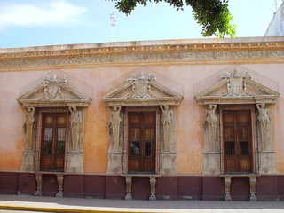Fototapeta premium Merida city aged facade in Mexico