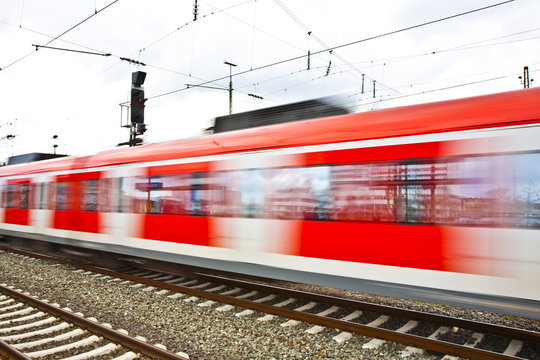 Train leaves the station with speed
