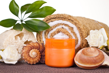 cream tube with beautiful decoration