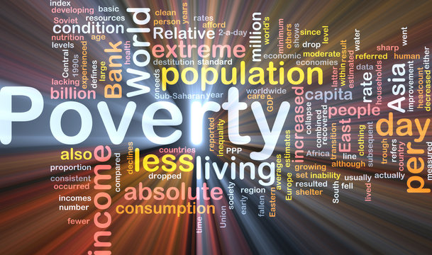 Poverty word cloud box package