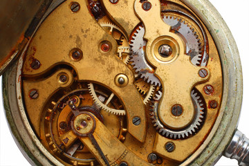 Fototapeta na wymiar stary zegarek makro zardzewiały gear