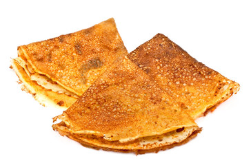 Russian pancakes isolated on white
