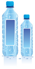Plastic water bottles with blank label