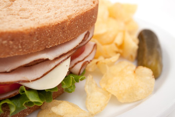 Turkey sandwich with potato chips