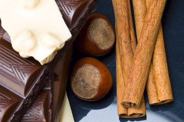 brick of chocolate with nuts