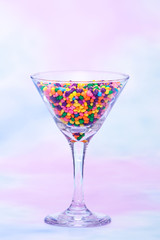Martini glass filled with candy