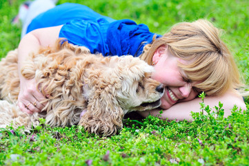 woman and dog